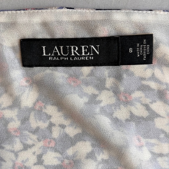 RALPH LAUREN Black Label Floral v-neck Midi Dress Blue/Multi Size 8 - Picture 4 of 9